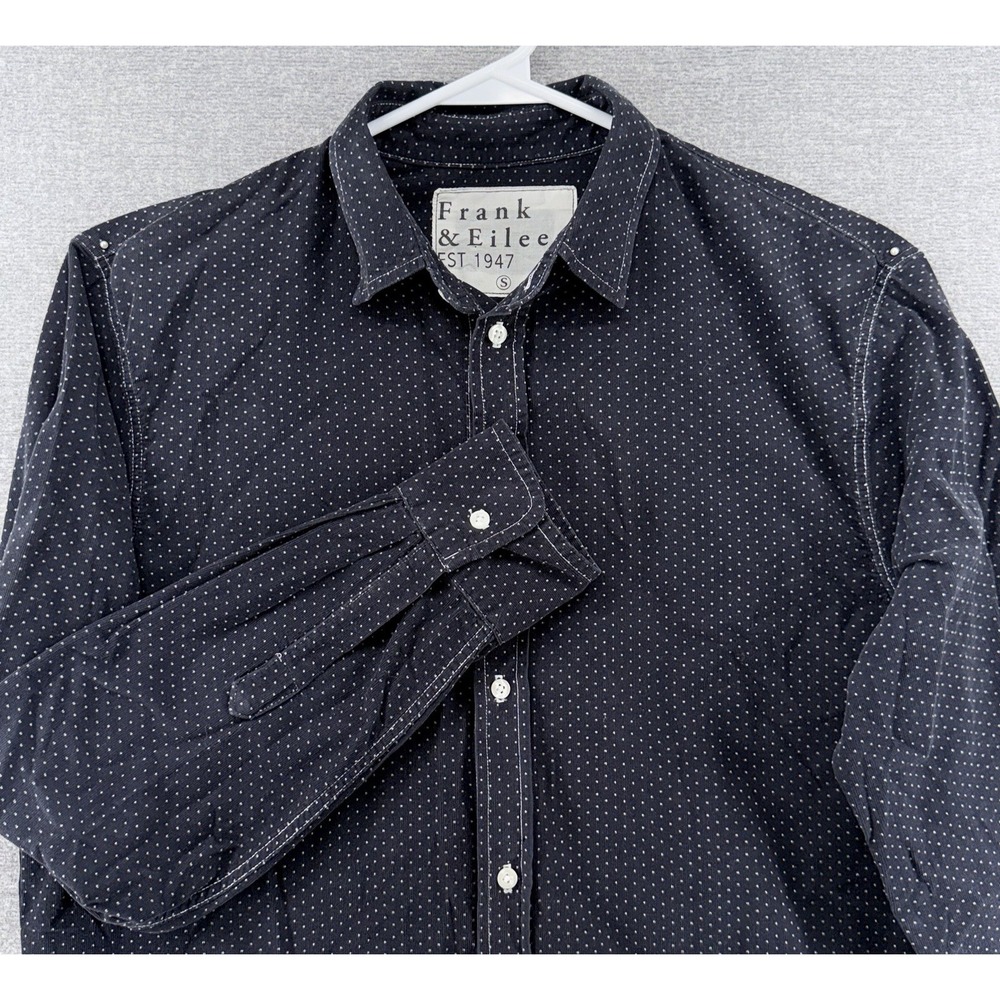 Frank & Eileen Corduroy Shirt Size Small Black Polka Dot Long Sleeve Casual